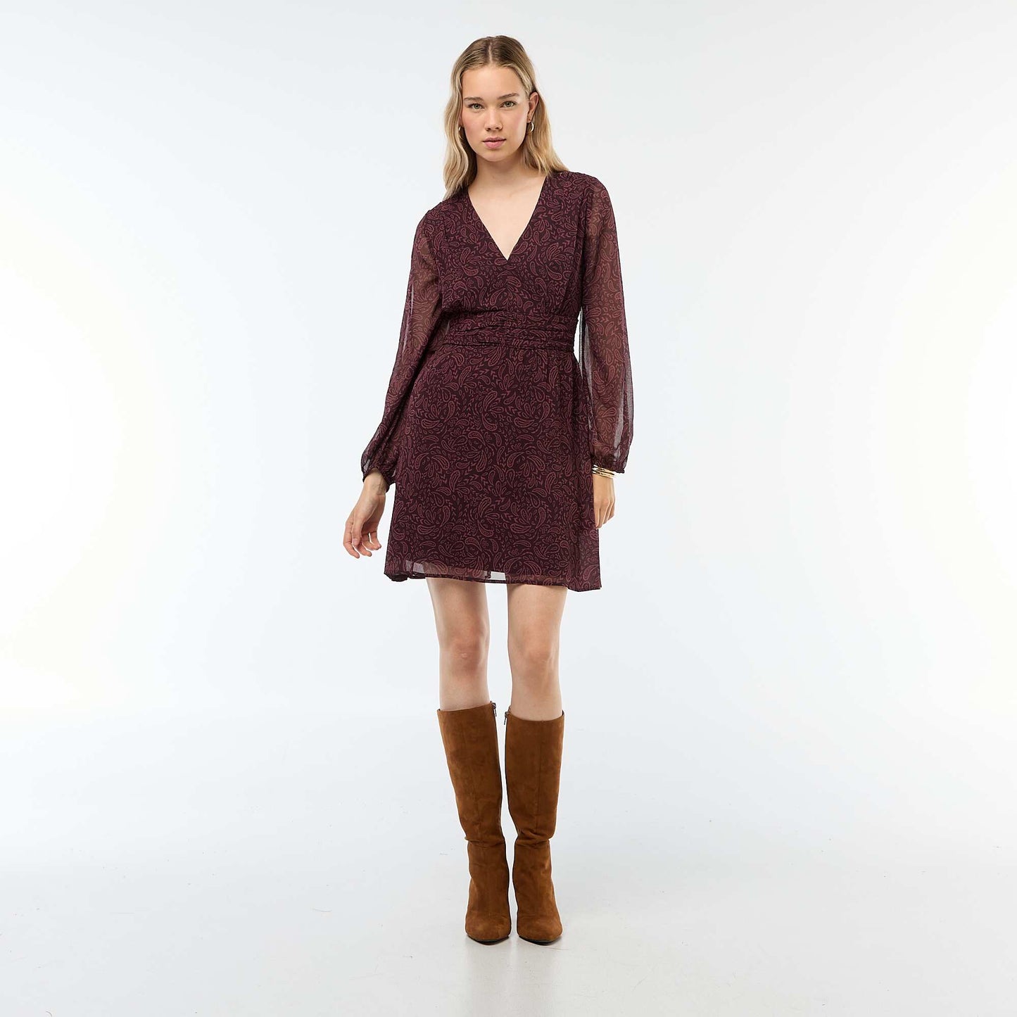 Fitted crêpe knit dress PINK