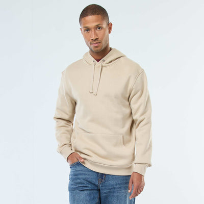Brushed Fleece Hoodie with Kangaroo Pocket BEIGE