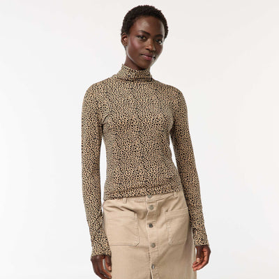 Roll-neck Long-Sleeved Top BEIGE