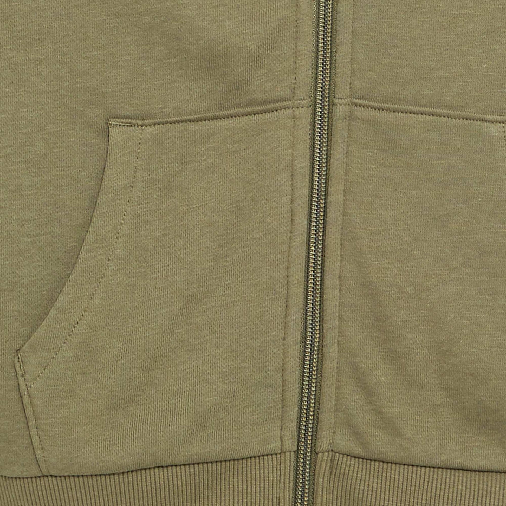 Plain Zip-Up Hoodie GREEN