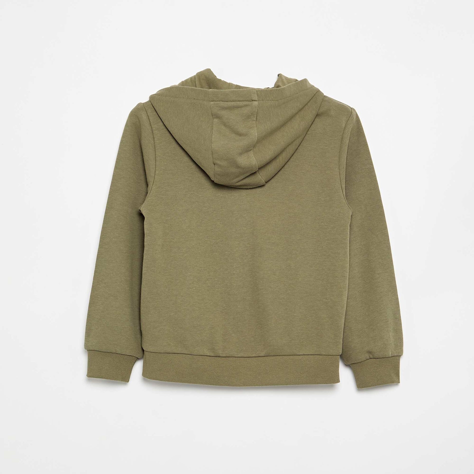 Plain Zip-Up Hoodie GREEN