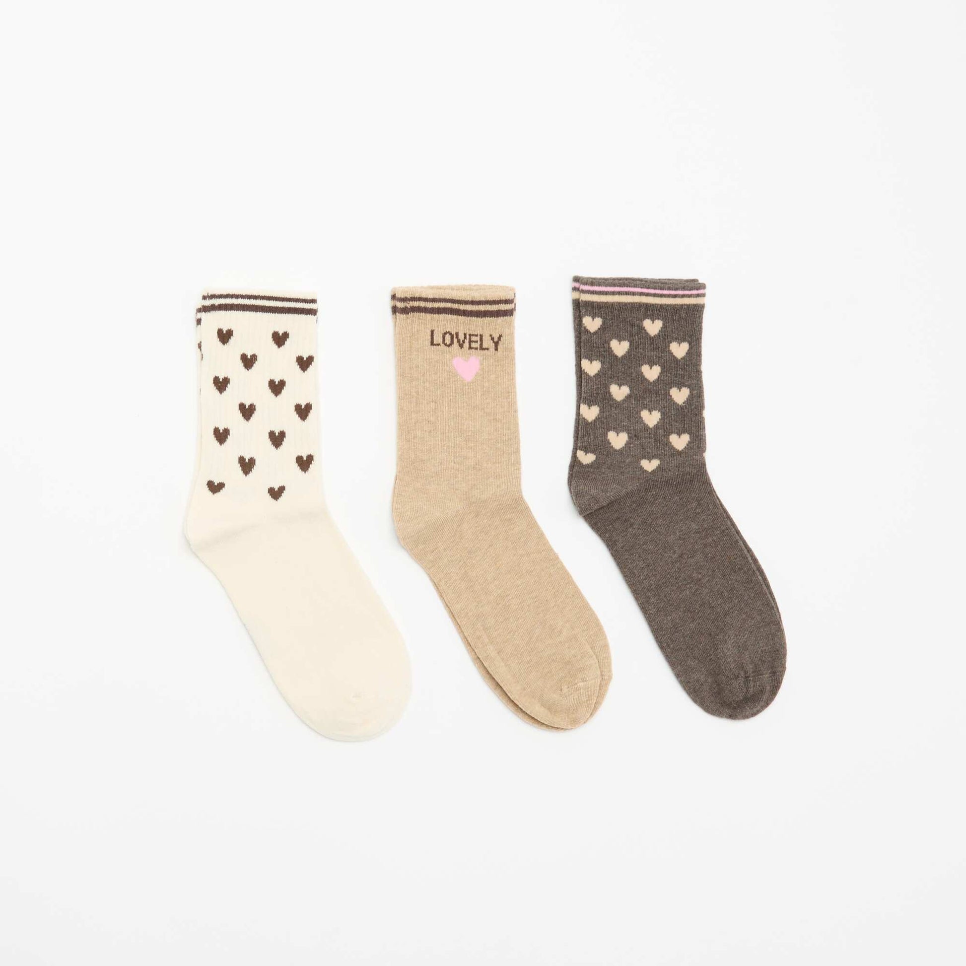 Fancy Ribbed Socks BEIGE