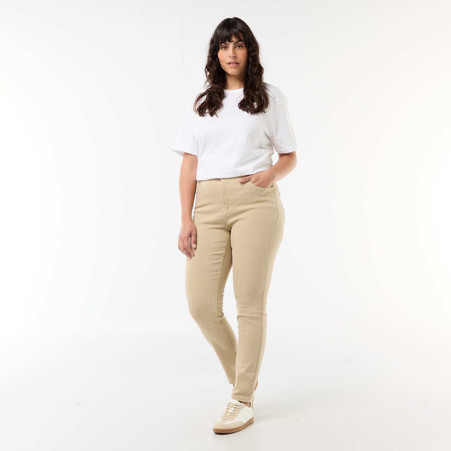 High-rise skinny trousers BEIGE