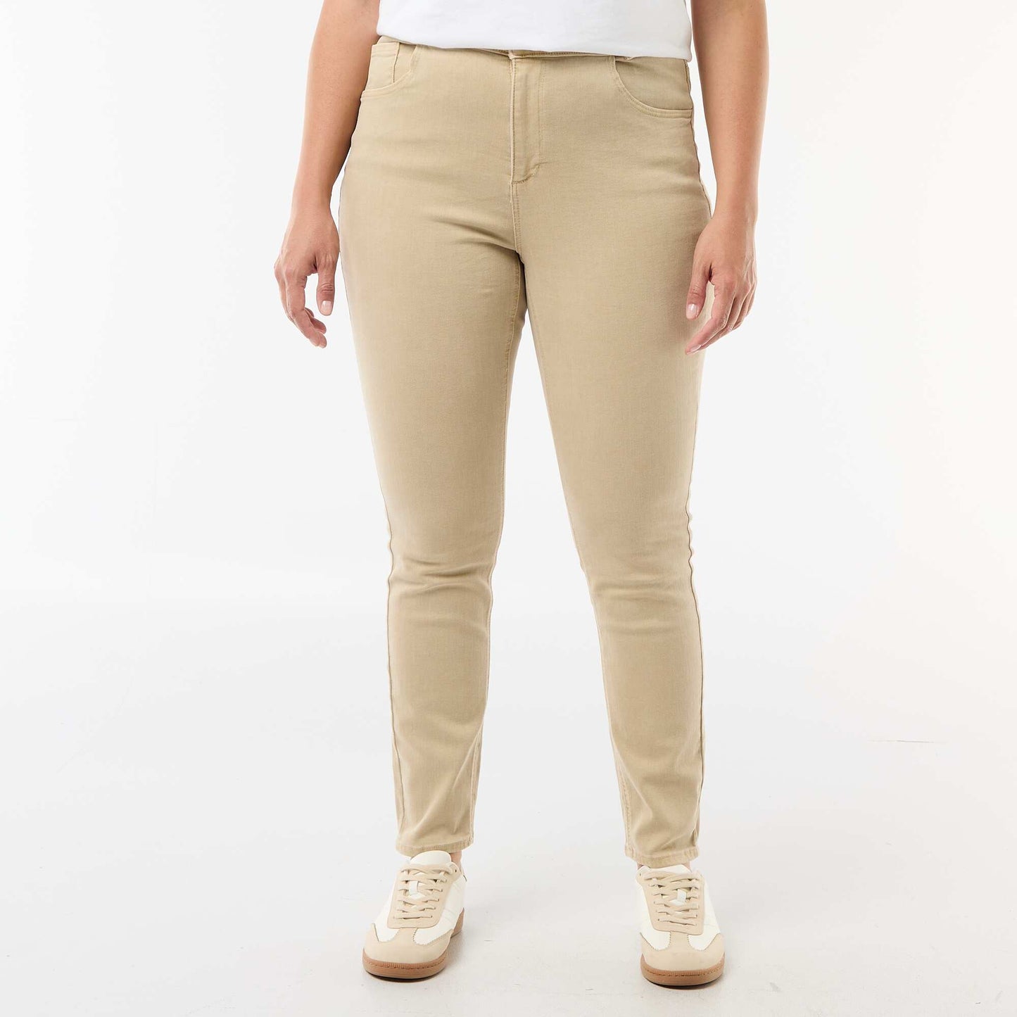 High-rise skinny trousers BEIGE