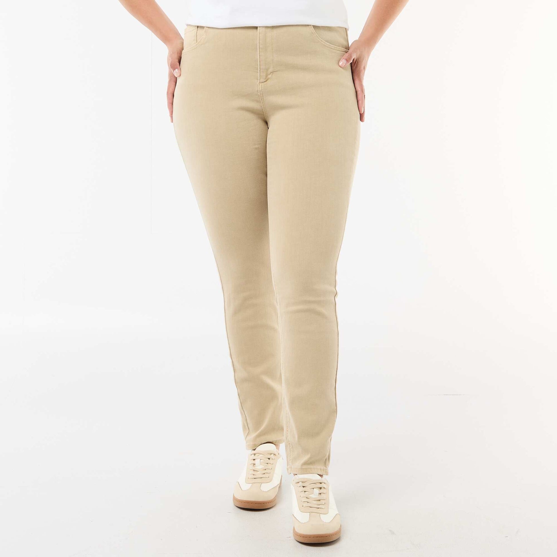 High-rise skinny trousers BEIGE