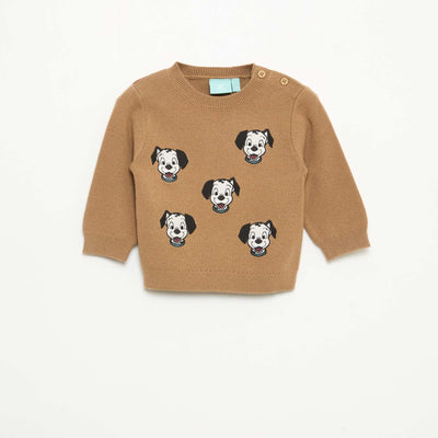 Disney Dalmatian Knitted Crew Neck Sweater BEIGE