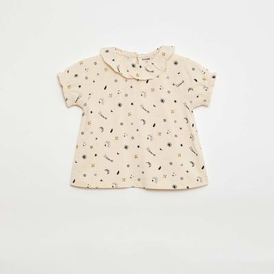 Printed Flared T-shirt BEIGE