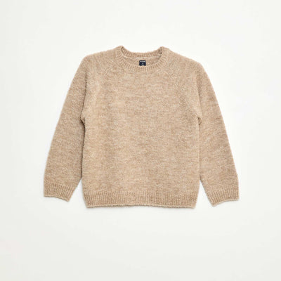 Jacquard Crew Neck Sweater BEIGE