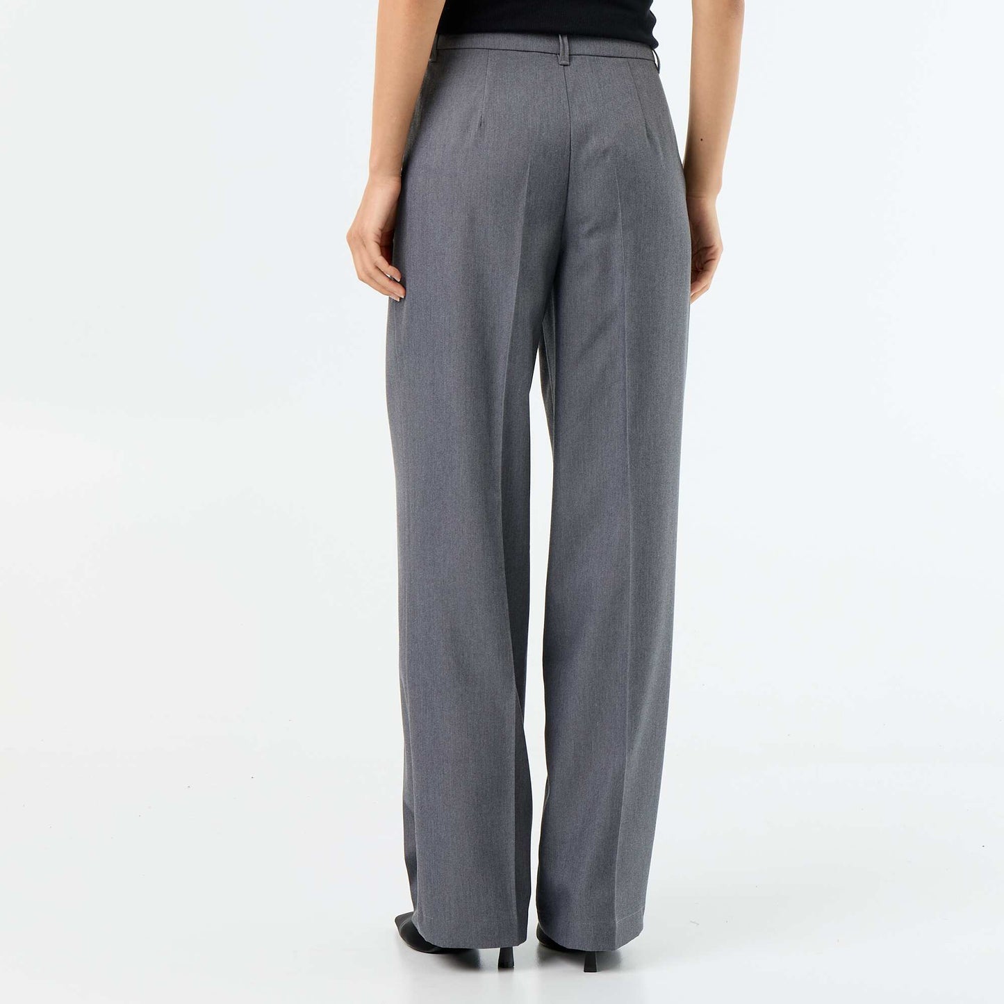 Fluid wide-leg plain trousers GREY