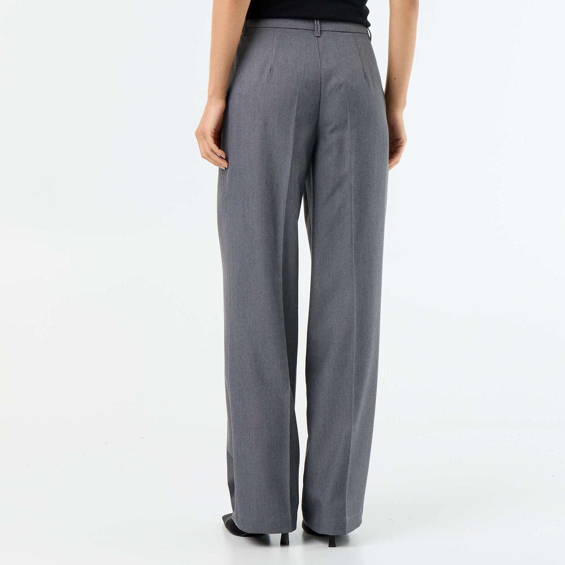 Fluid wide-leg plain trousers GREY