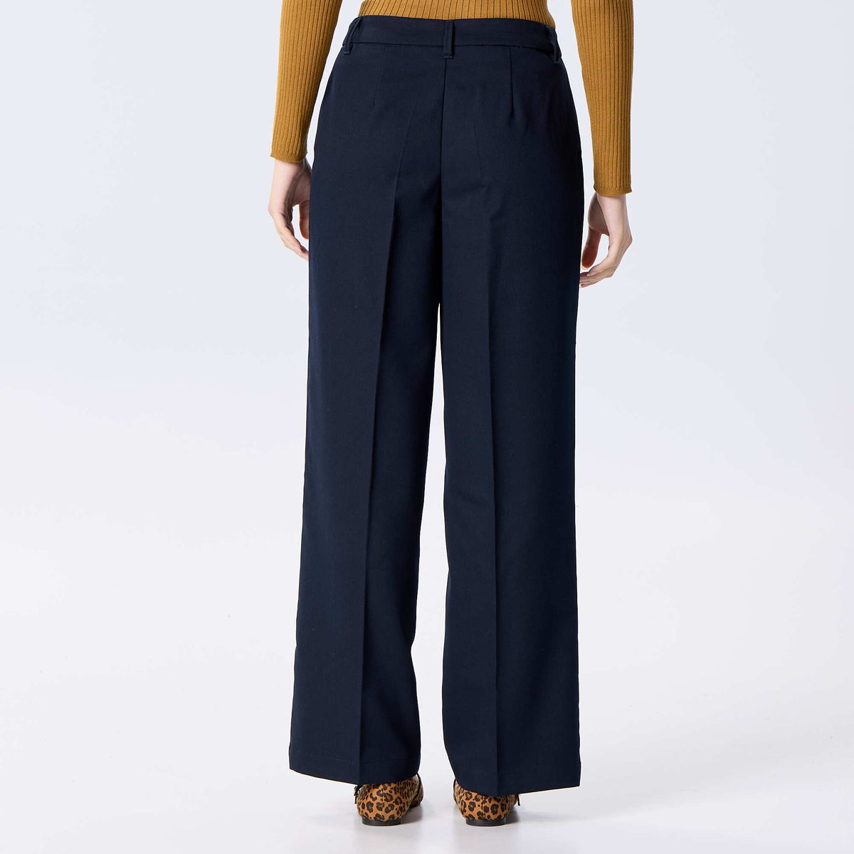 Solid Flowy Wide-Leg Trousers BLUE