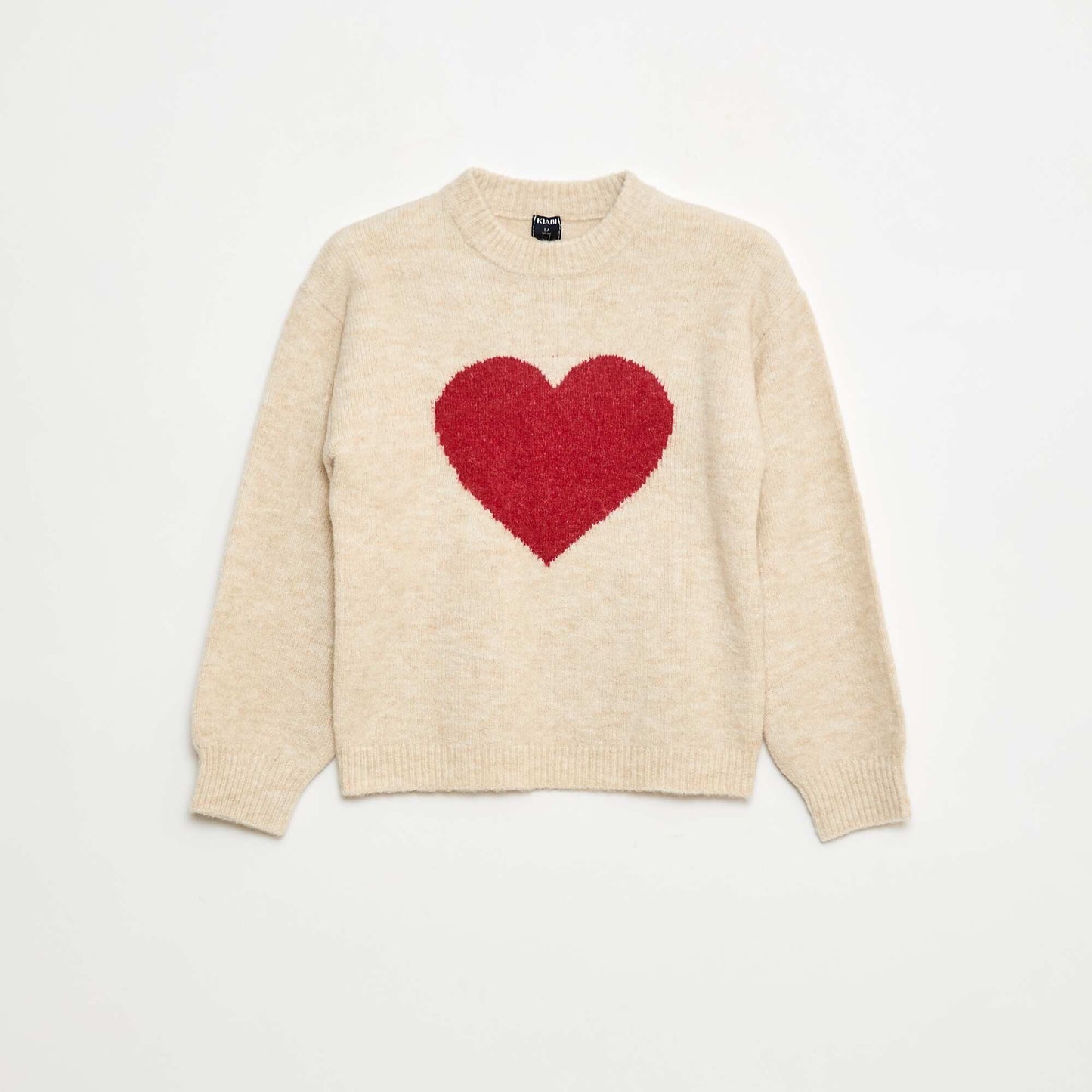 Round Neck Patterned Jumper BEIGE