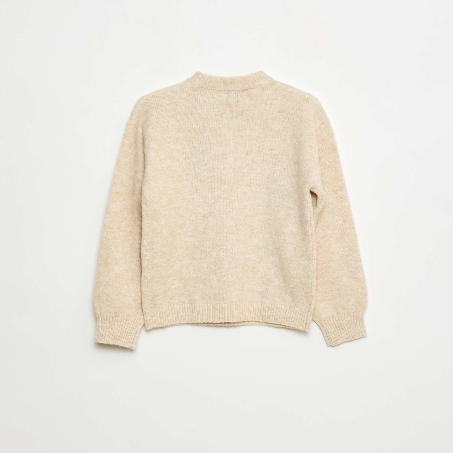 Round Neck Patterned Jumper BEIGE