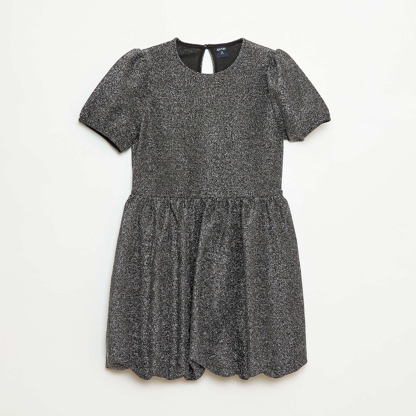 Short-Sleeve Dress with All-Over Sequins GREY