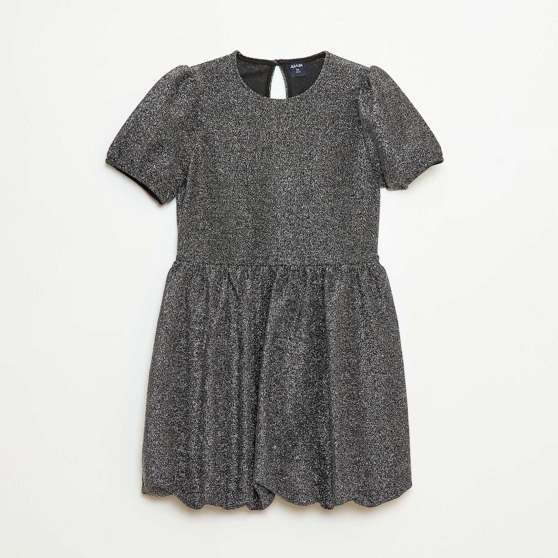 Short-Sleeve Dress with All-Over Sequins GREY
