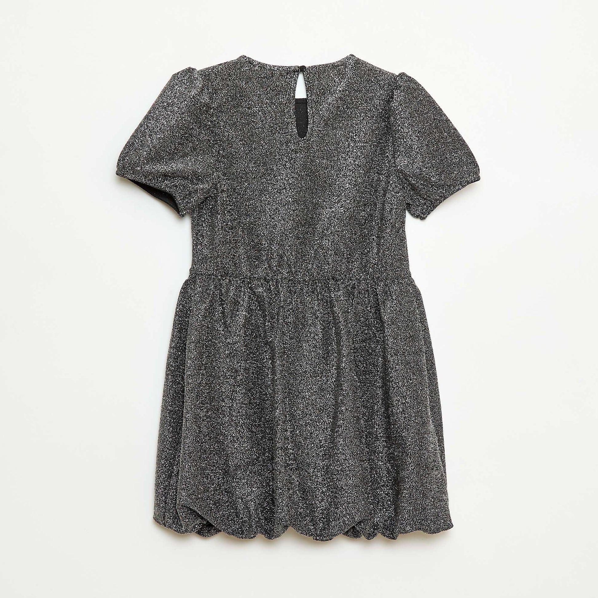 Short-Sleeve Dress with All-Over Sequins GREY