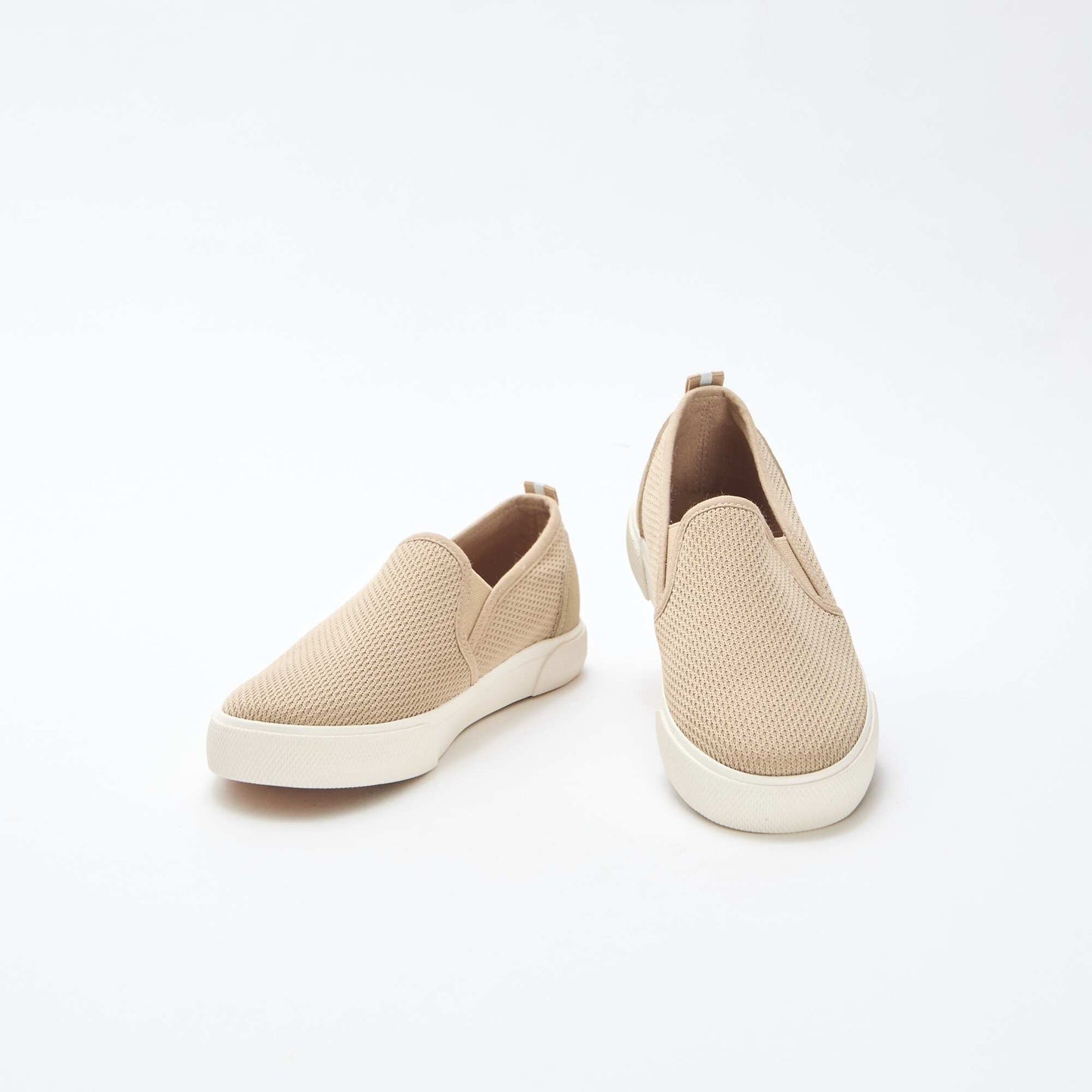 Plain Mesh Slip-On Low-Top Sneakers BEIGE