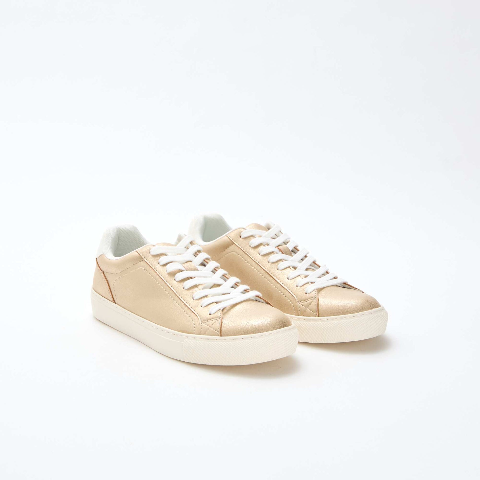 Shimmering Suedette Low-Top Sneakers YELLOW