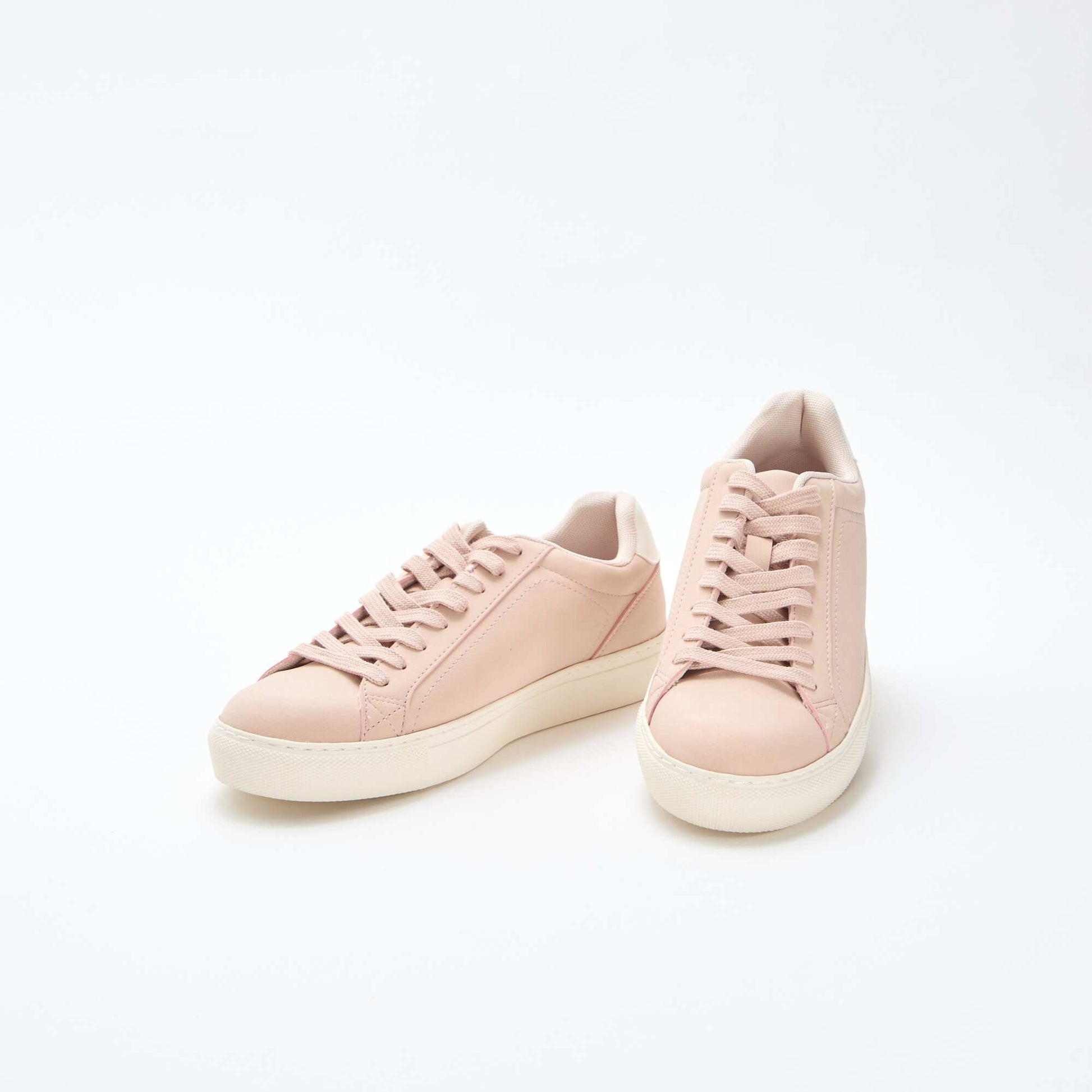 Shimmering Suedette Low-Top Sneakers BEIGE