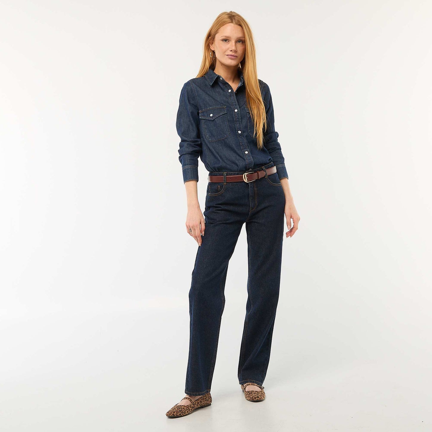 Straight-leg cotton denim jeans BLUE