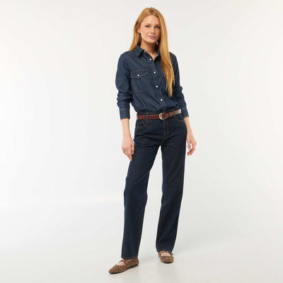 Straight-leg cotton denim jeans BLUE