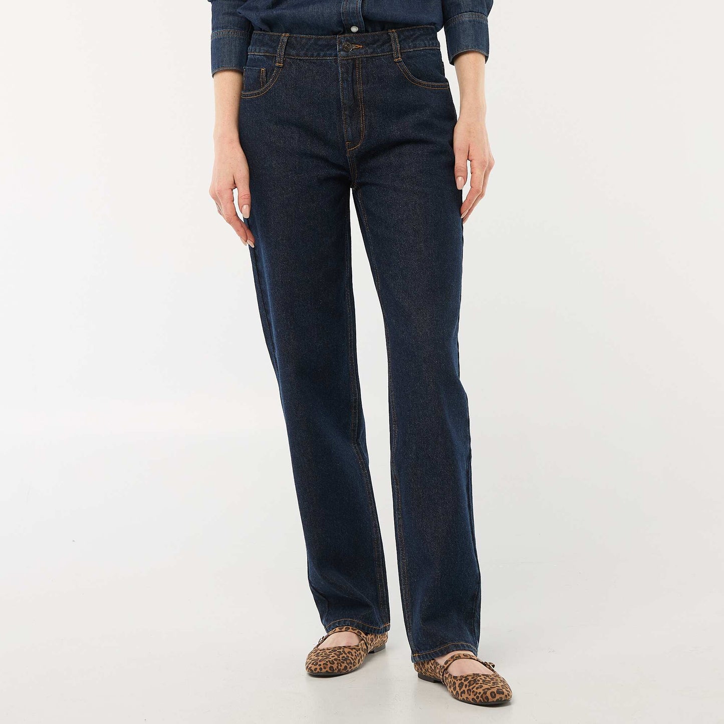Straight-leg cotton denim jeans BLUE