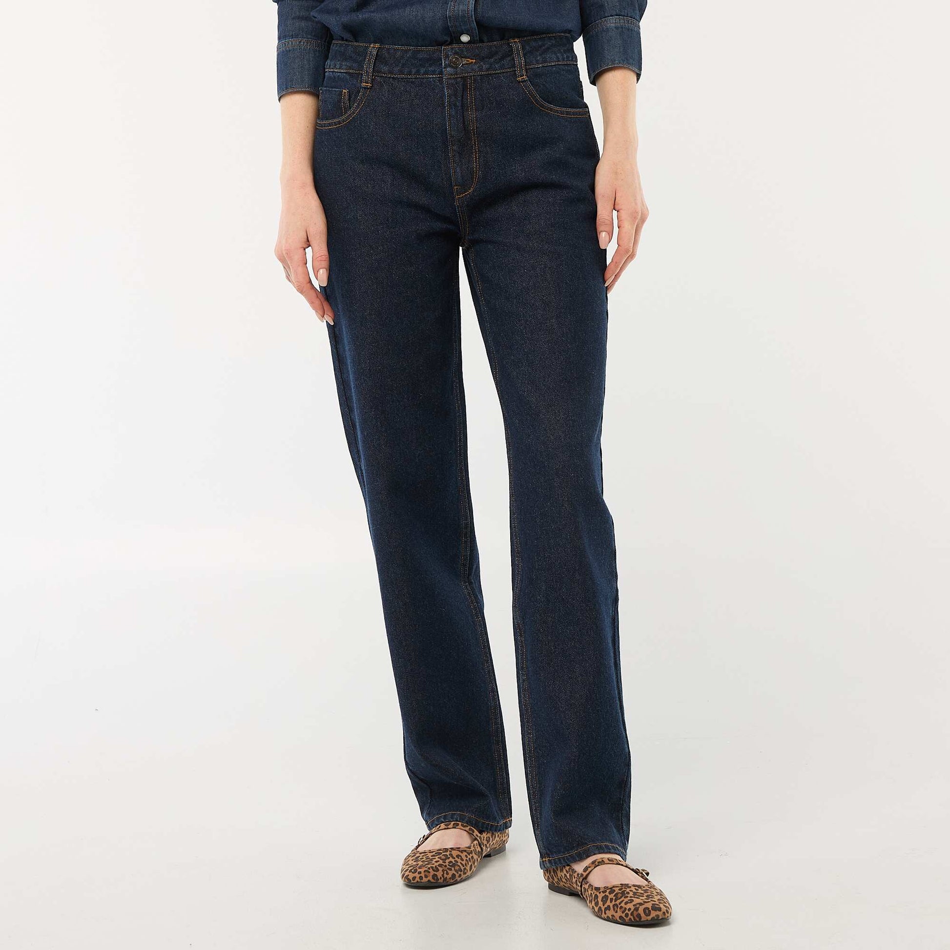 Straight-leg cotton denim jeans BLUE