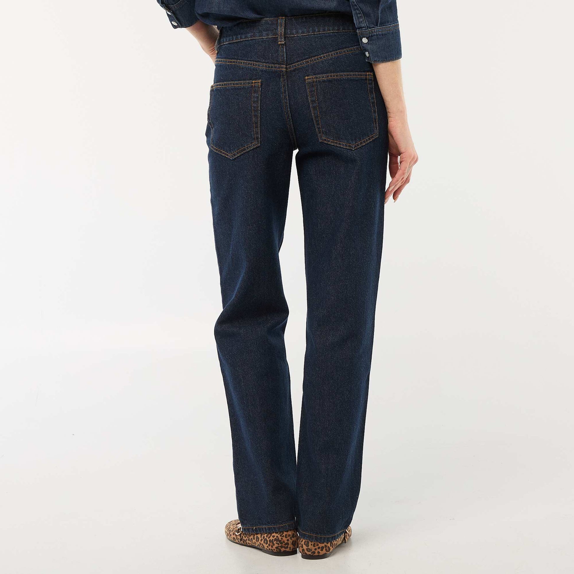 Straight-leg cotton denim jeans BLUE