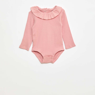 Ribbed Body with Frill Collar PINK