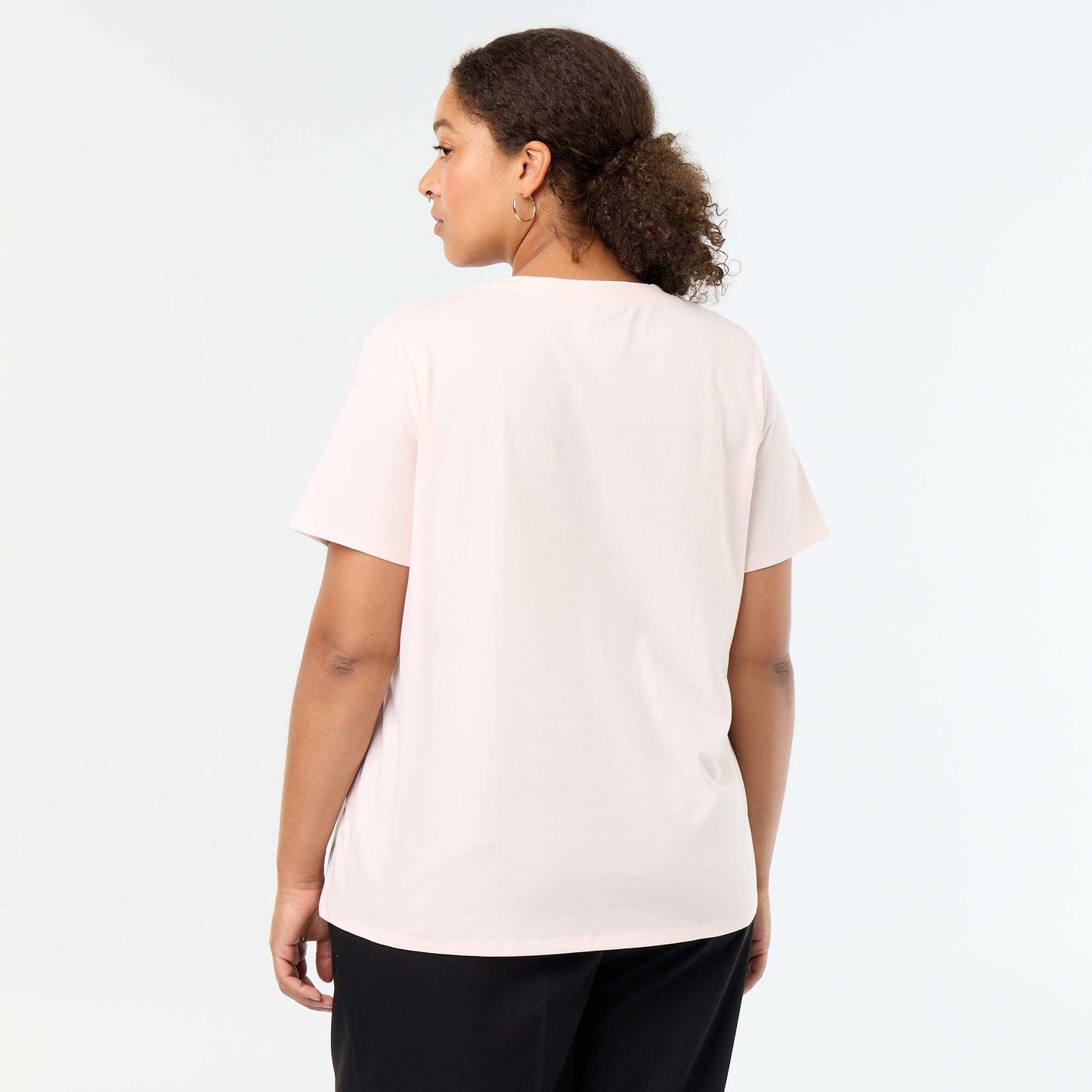 Basic V-neck Short-Sleeve T-shirt PINK