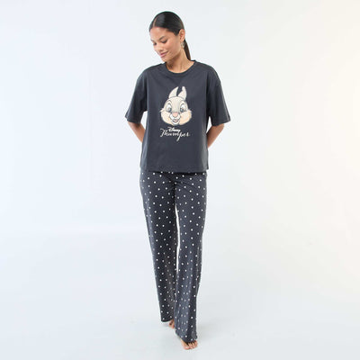 Two-piece 'Thumper' print pajamas BLACK
