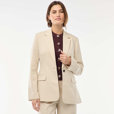 Fitted Solid Blazer Jacket BEIGE