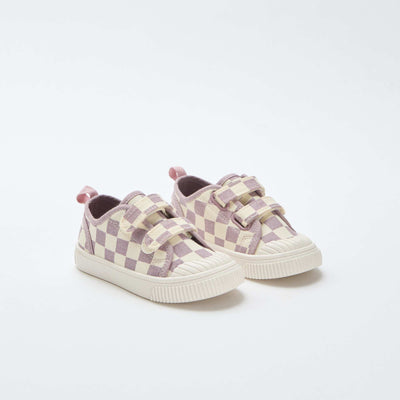 Checkerboard Print Canvas Sneakers PURPLE