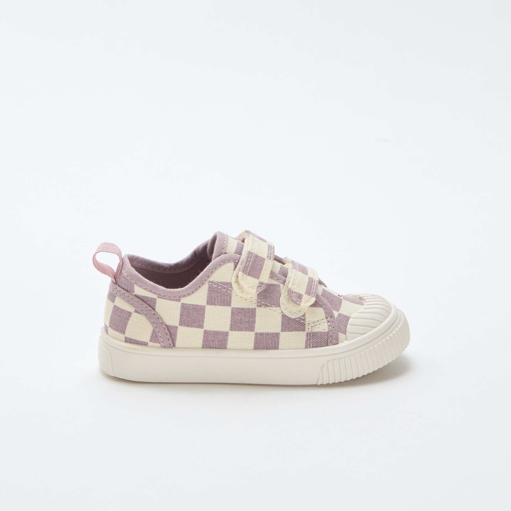 Checkerboard Print Canvas Sneakers PURPLE