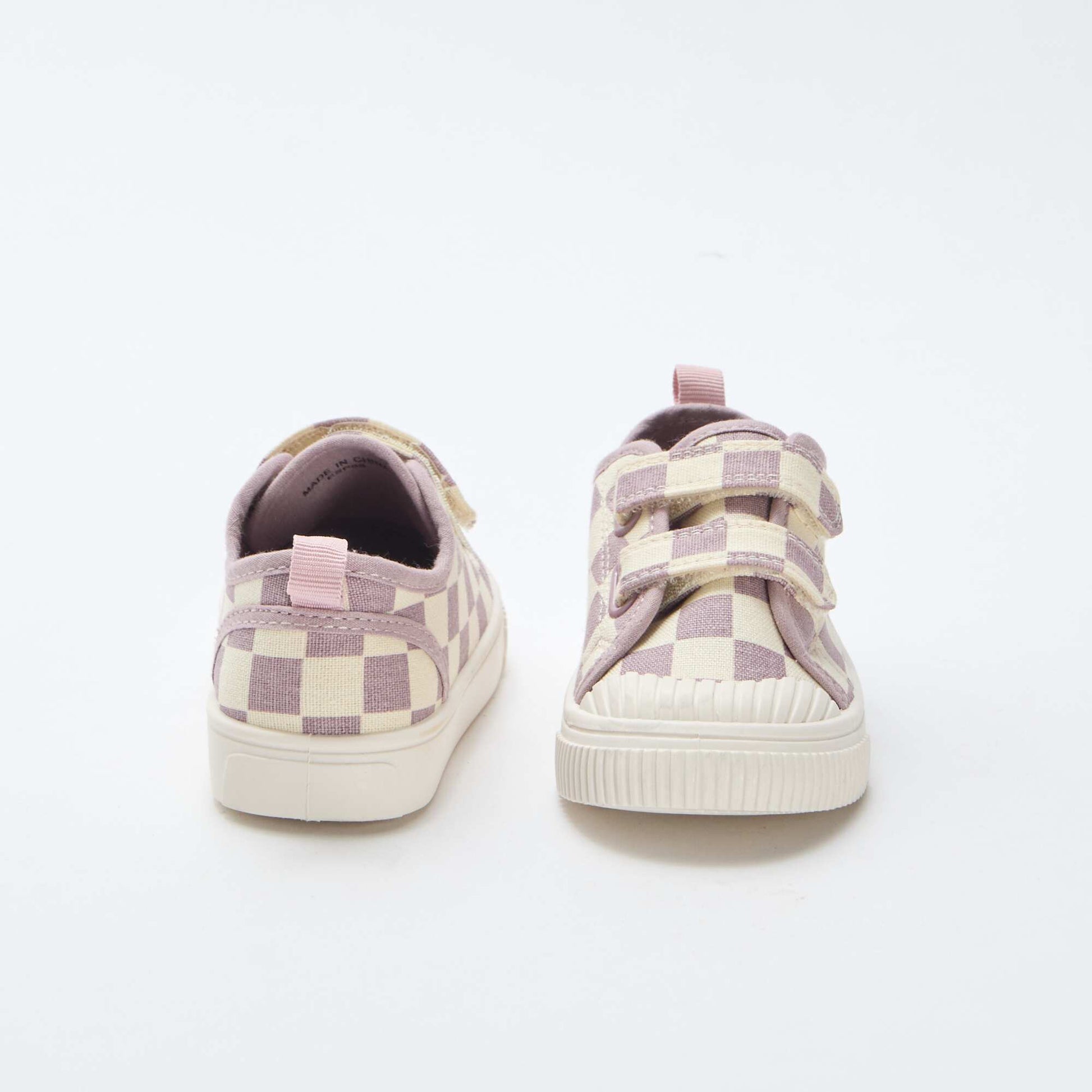 Checkerboard Print Canvas Sneakers PURPLE