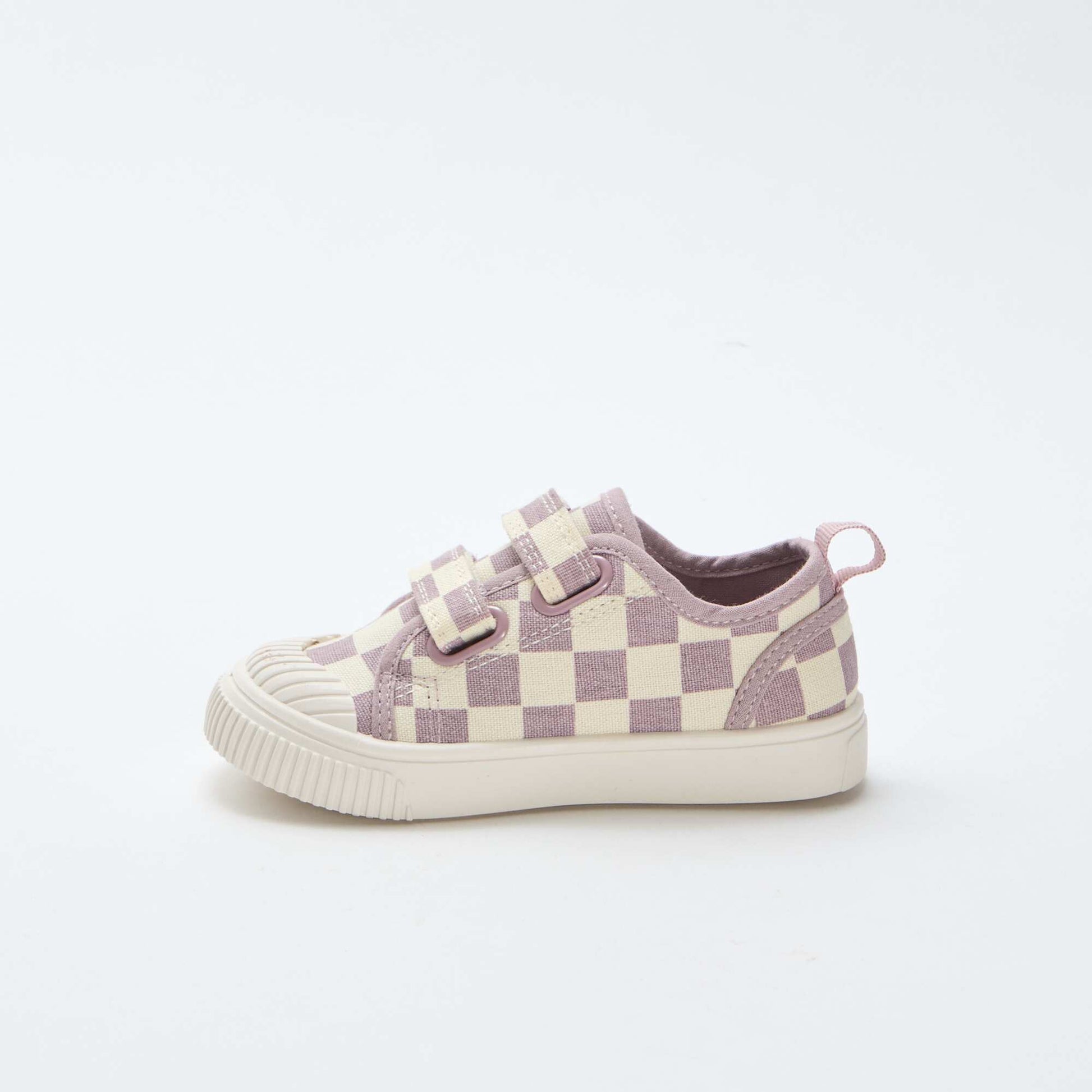 Checkerboard Print Canvas Sneakers PURPLE
