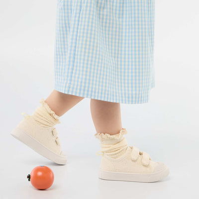 Checkerboard Print Canvas Sneakers BEIGE