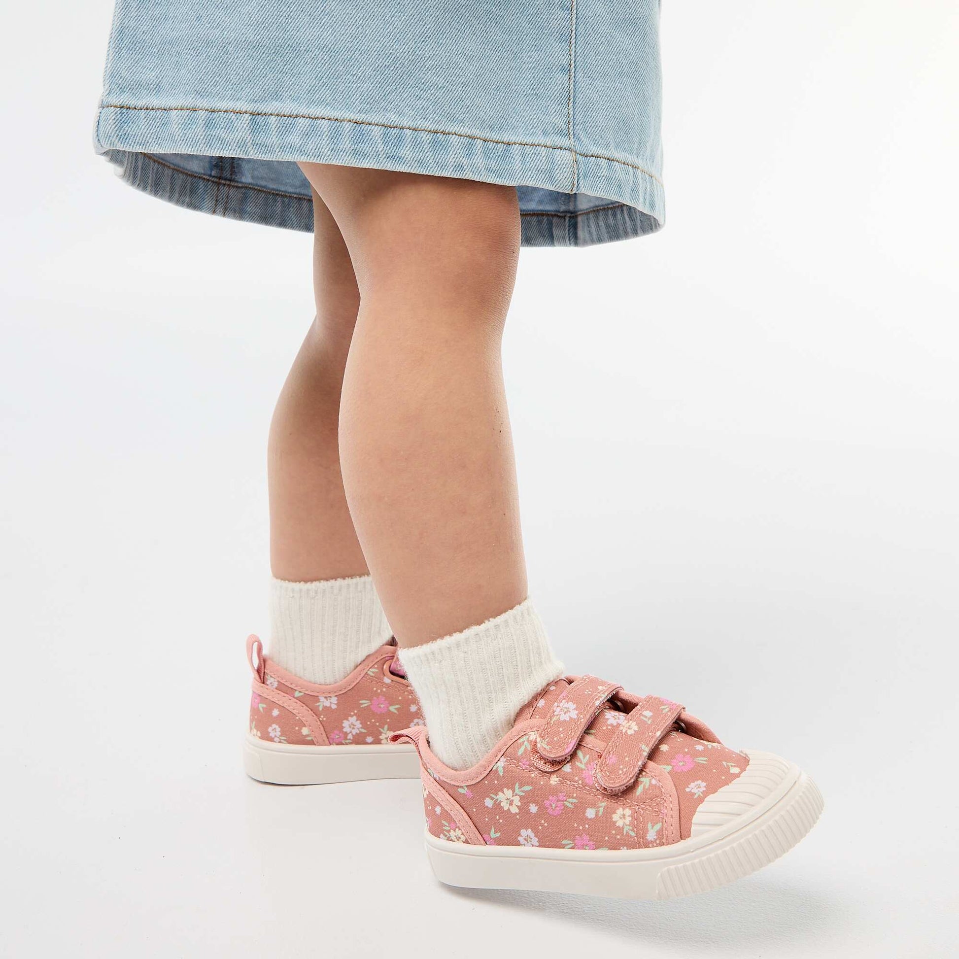 Checkerboard Print Canvas Sneakers PINK