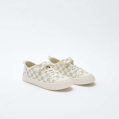 Checkerboard Print Canvas Sneakers BLUE