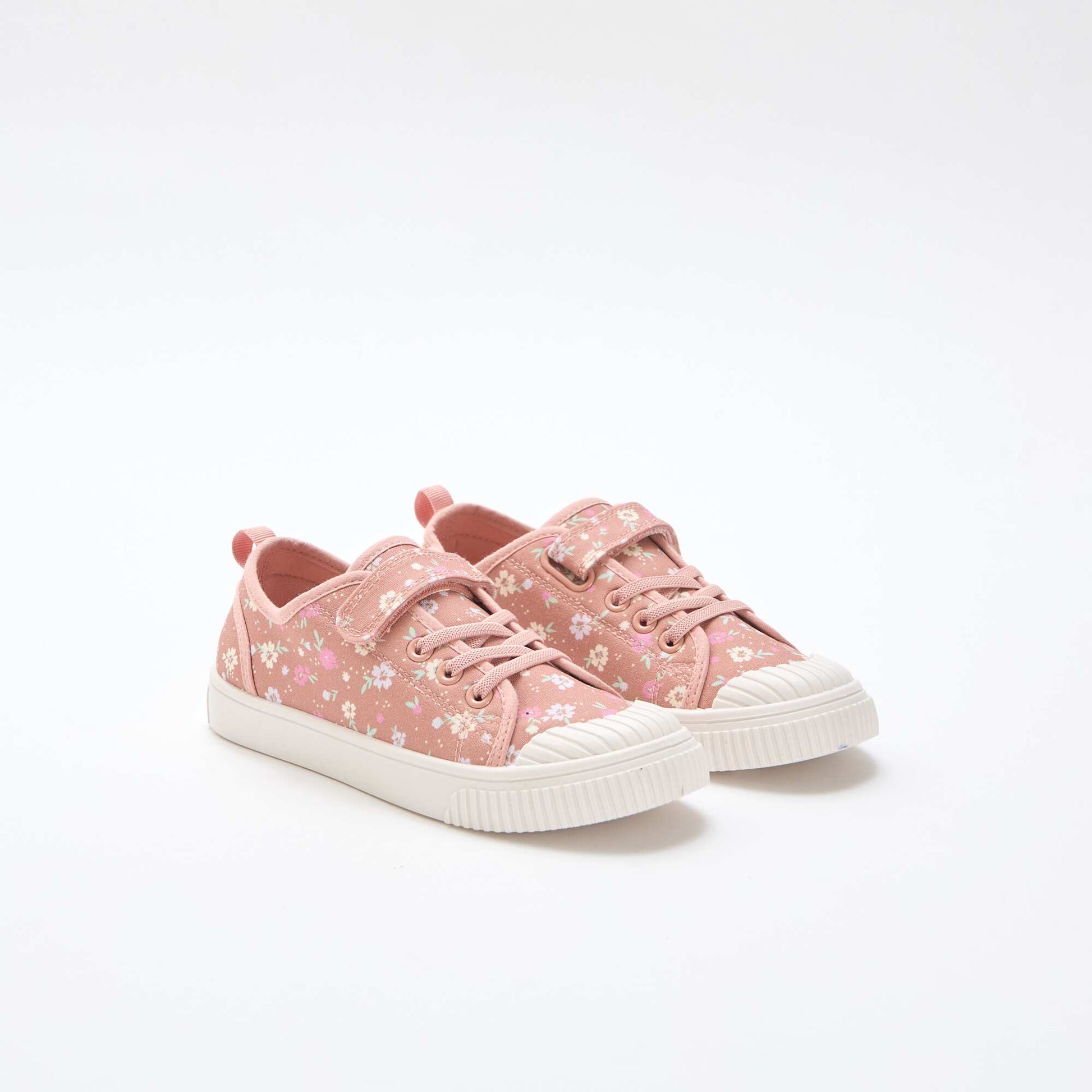 Checkerboard Print Canvas Sneakers PINK