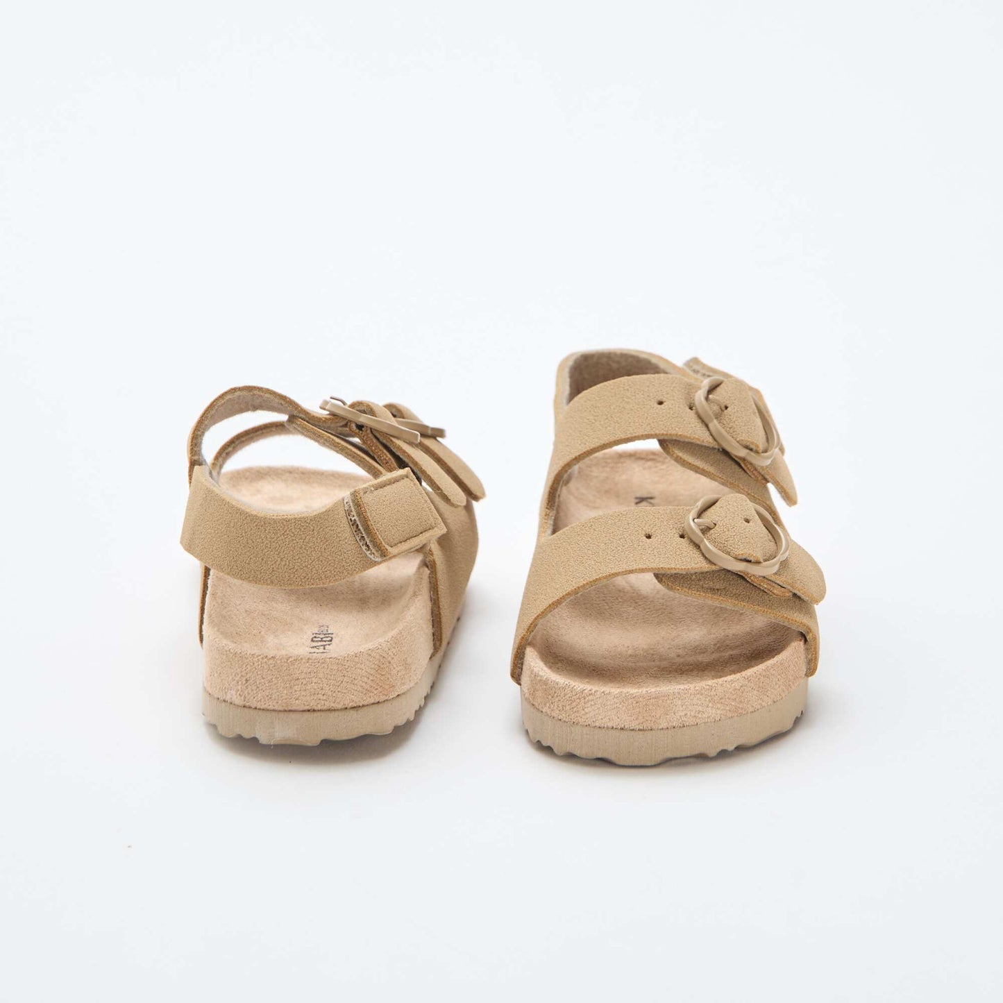 Flat sandals with adjustable hook-and-loop ankle strap BEIGE