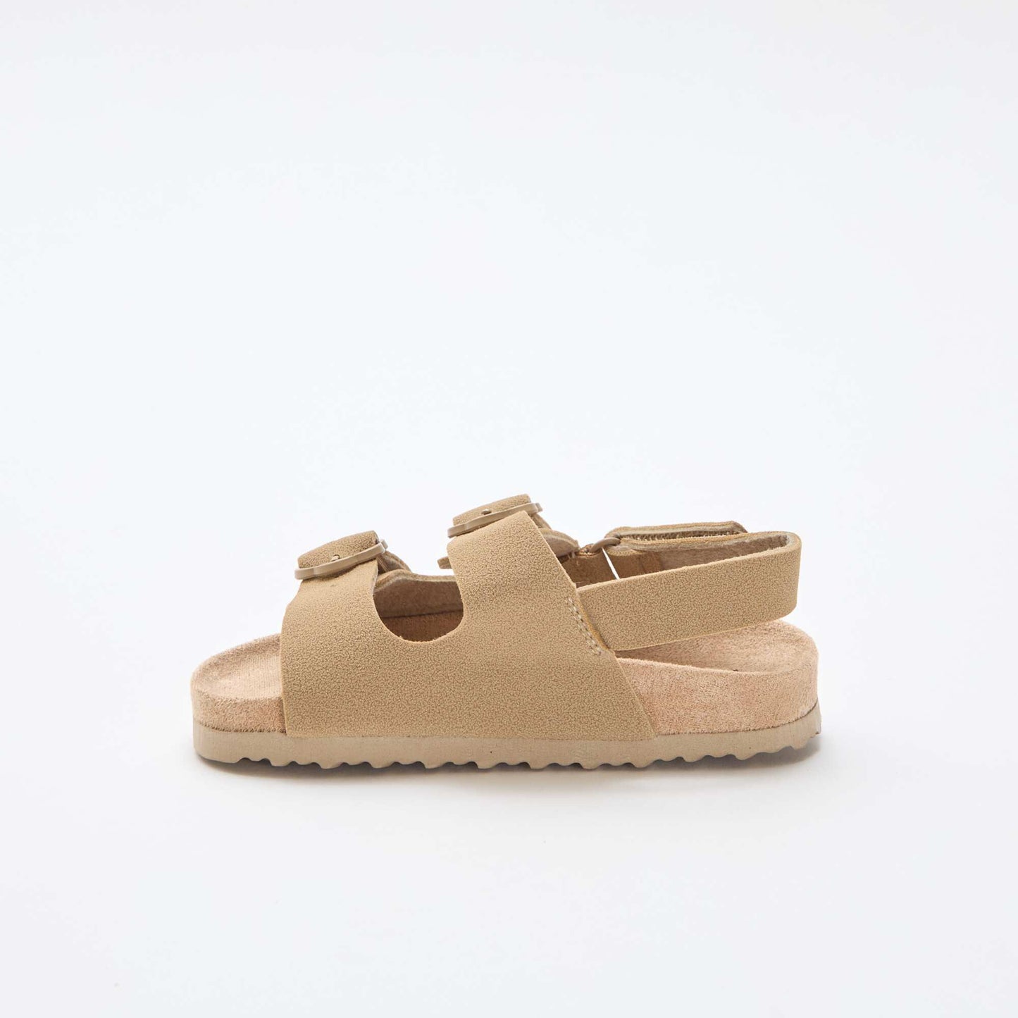 Flat sandals with adjustable hook-and-loop ankle strap BEIGE