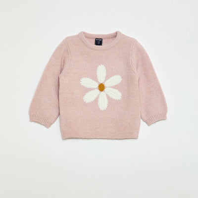 Knitted Sweater with Embroidery PINK