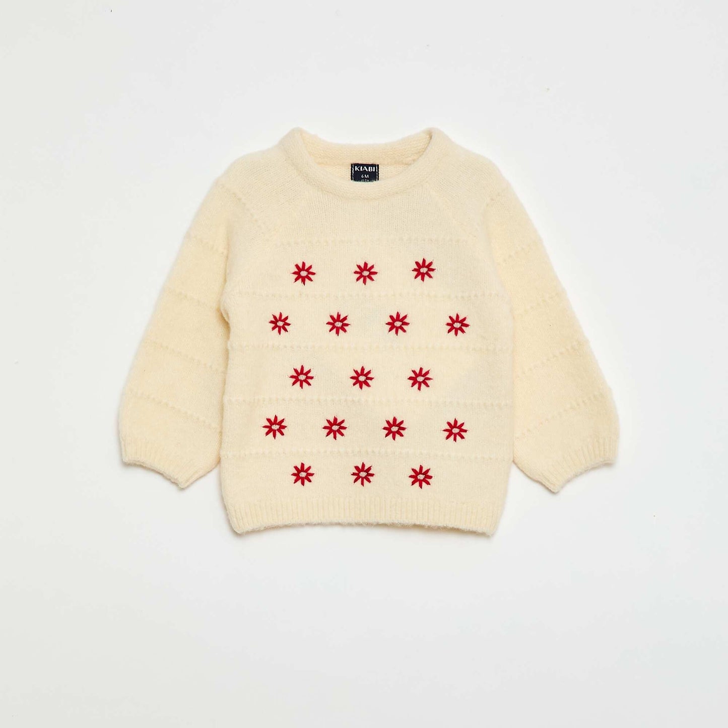 Knitted Sweater with Embroidery WHITE