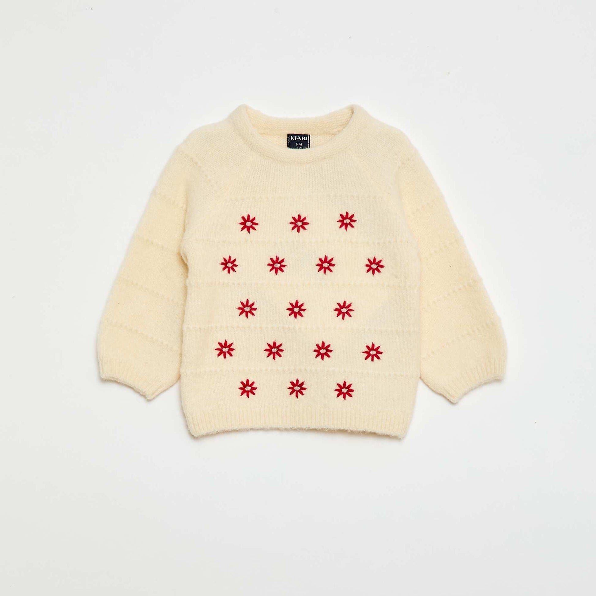 Knitted Sweater with Embroidery WHITE