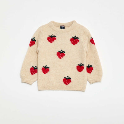 Patterned Knit Sweater BEIGE