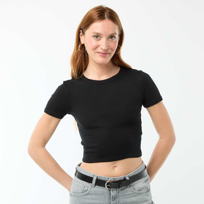 Basic Crop Top T-shirt BLACK