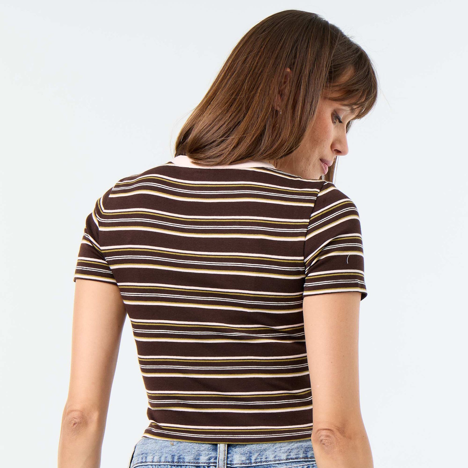 Printed Short-Sleeve T-Shirt with Design BROWN