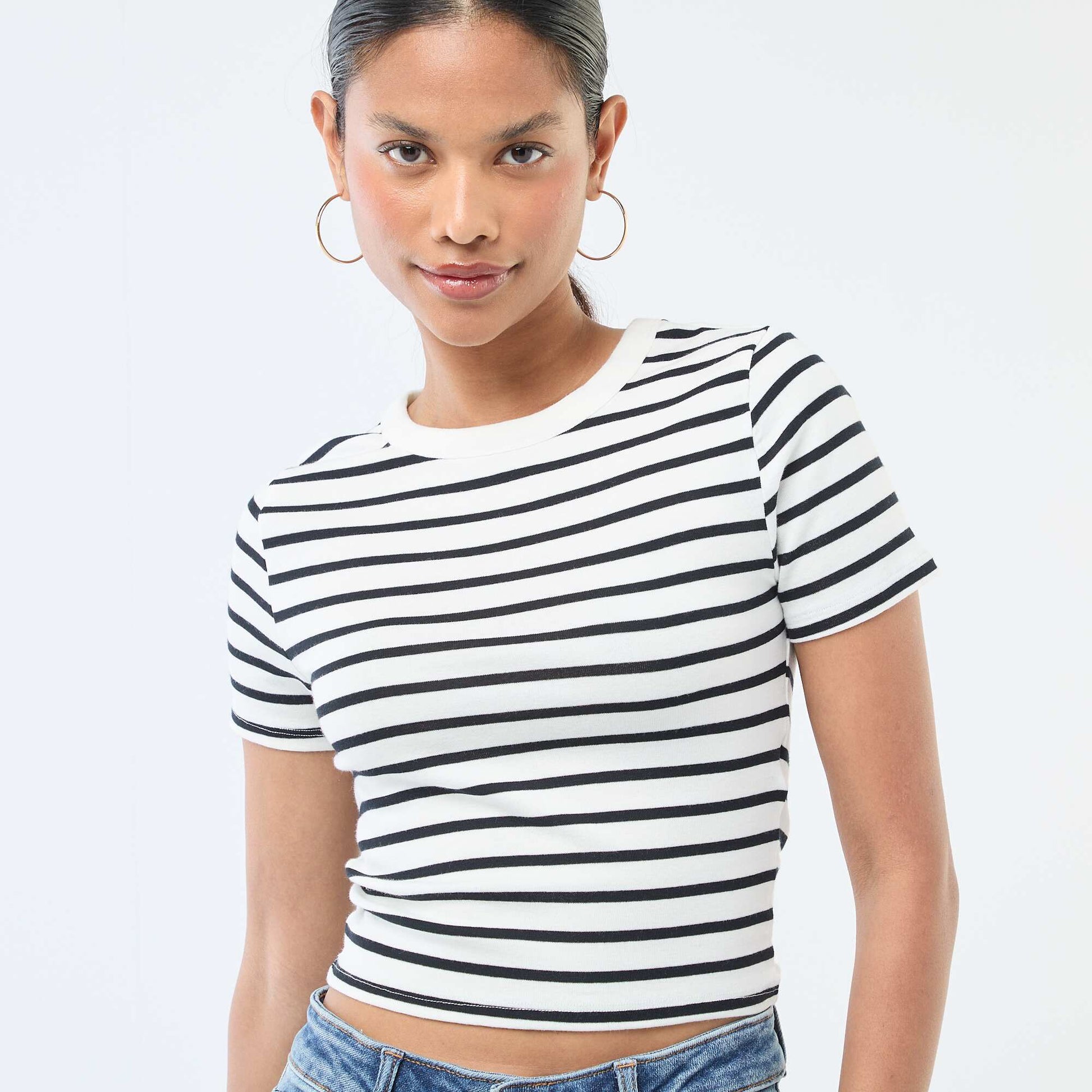 Printed Short-Sleeve T-Shirt with Design WHITE