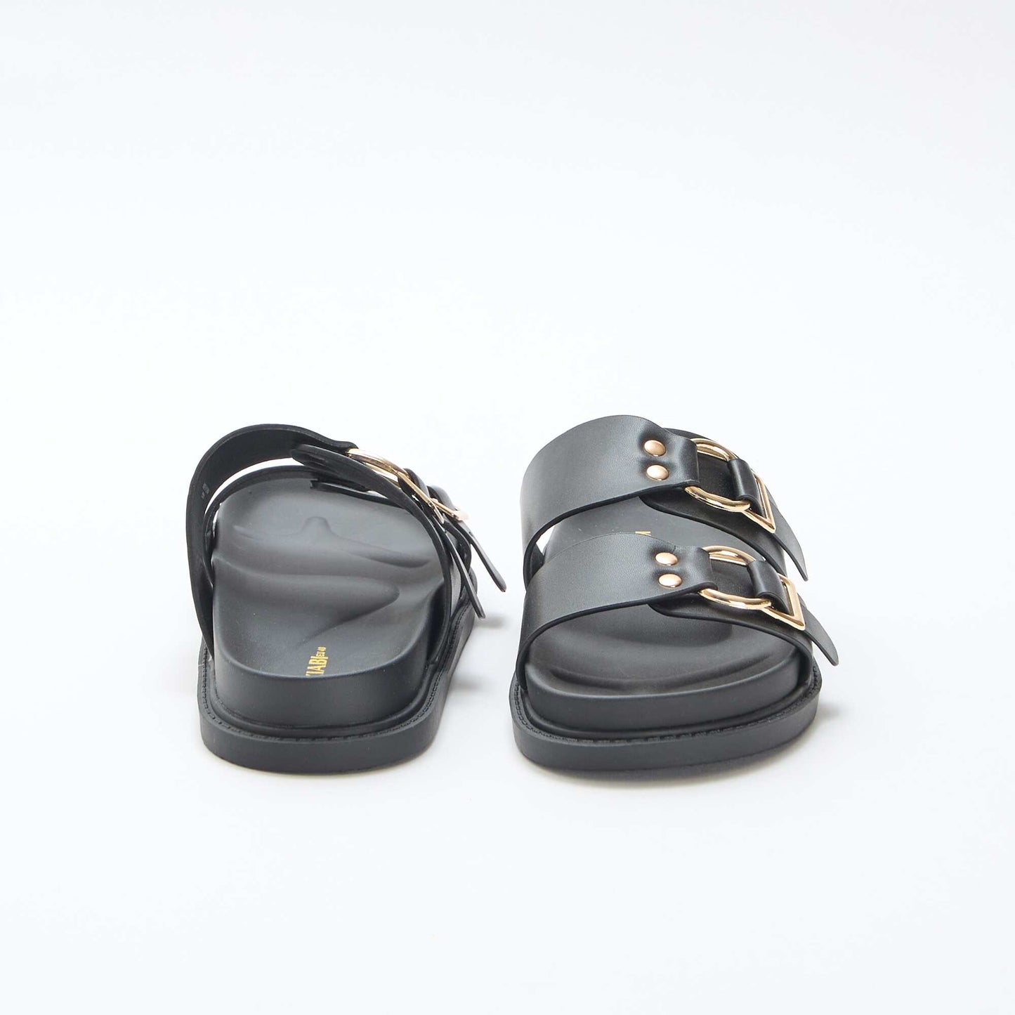 Double Strap Flat Sandals BLACK